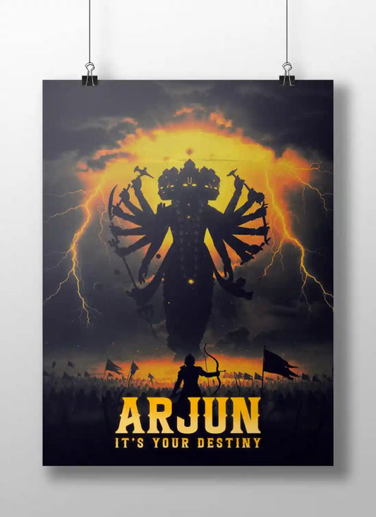 Arjun & Krishna Vishwaroop Poster – Bhagavad Gita Motivational Wall Art