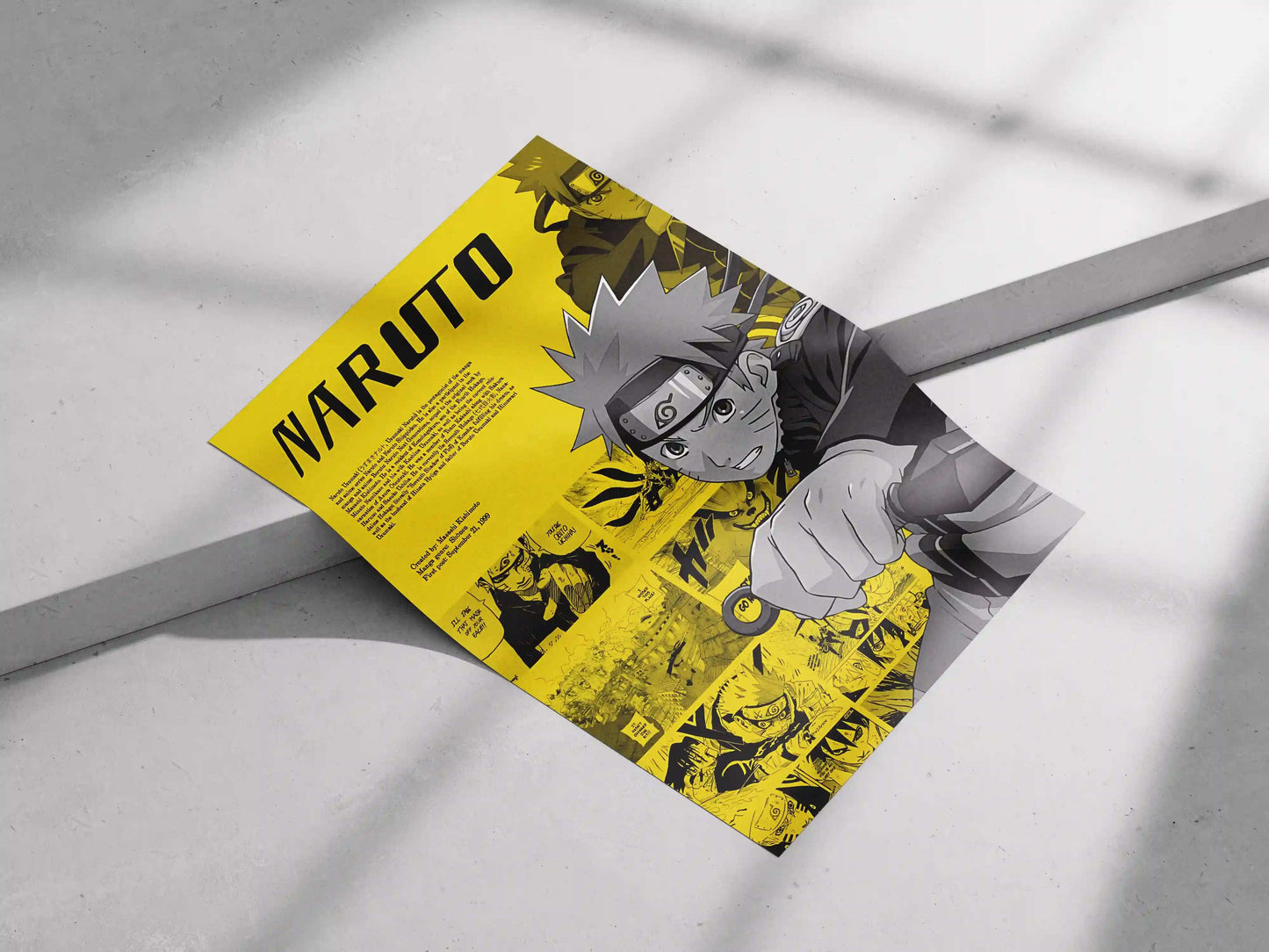 Naruto Uzumaki Manga Panel Pop Art Poster - Yellow Aesthetic & Character Biography Print