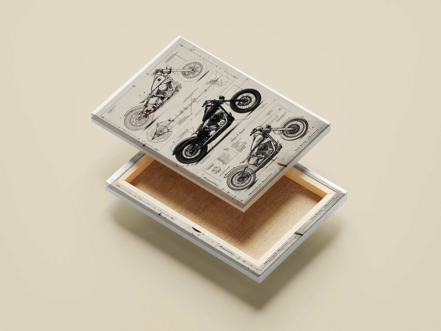 Custom Bobber Motorcycle Blueprint Poster – Vintage Garage Wall Art for Bikers & Engineers