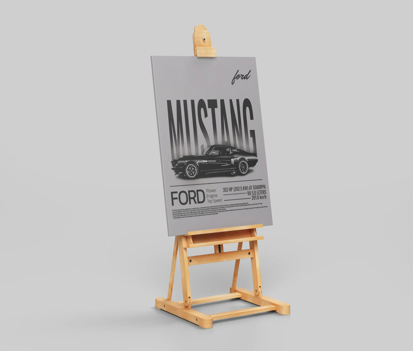 Ford Mustang Vintage Poster – Retro Car Wall Art | Classic V8 Muscle Car Decor for Garage & Office