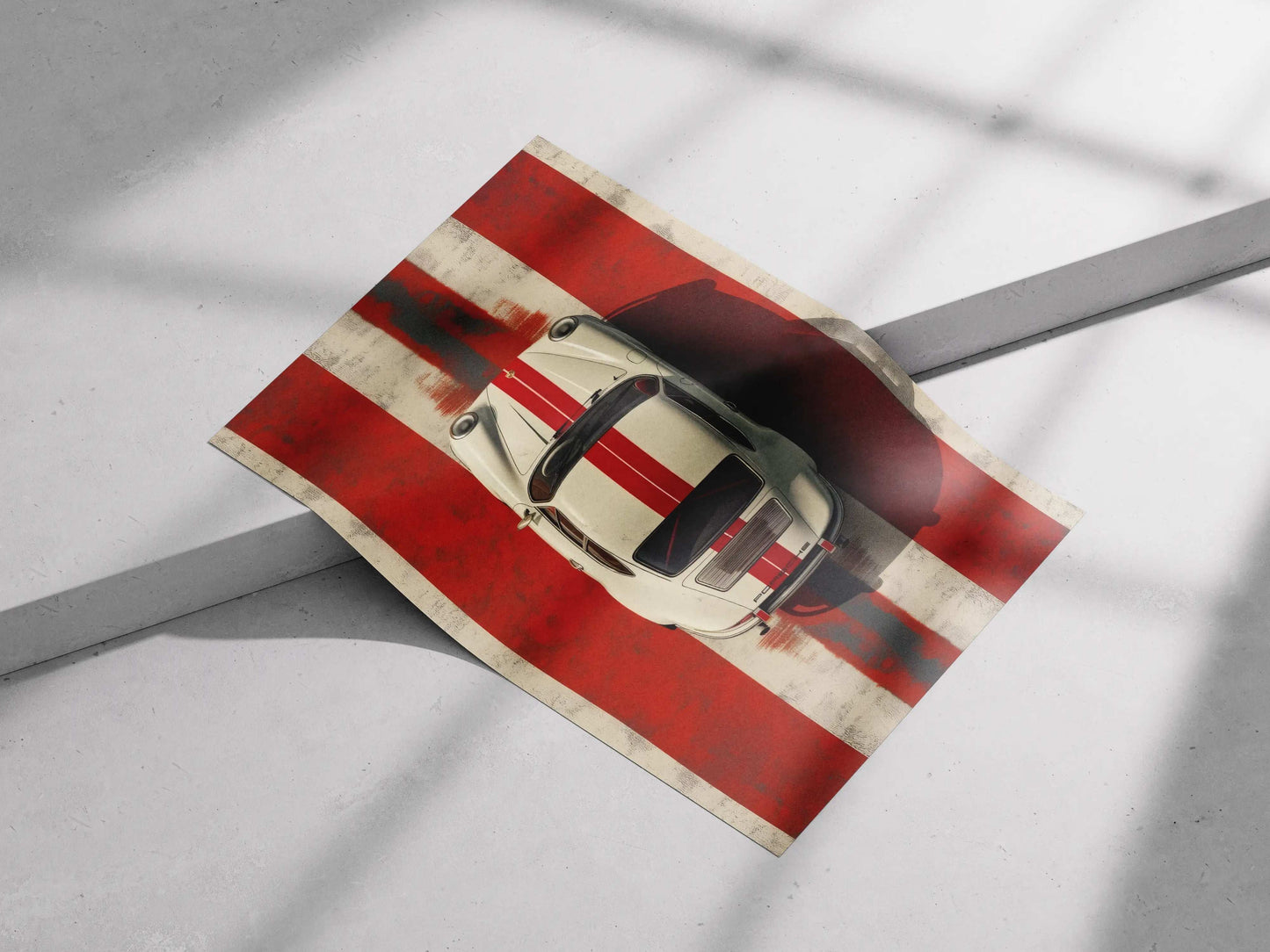 Porsche 911 Racing Stripe Poster – Minimalist Car Wall Art for Enthusiasts & Collectors