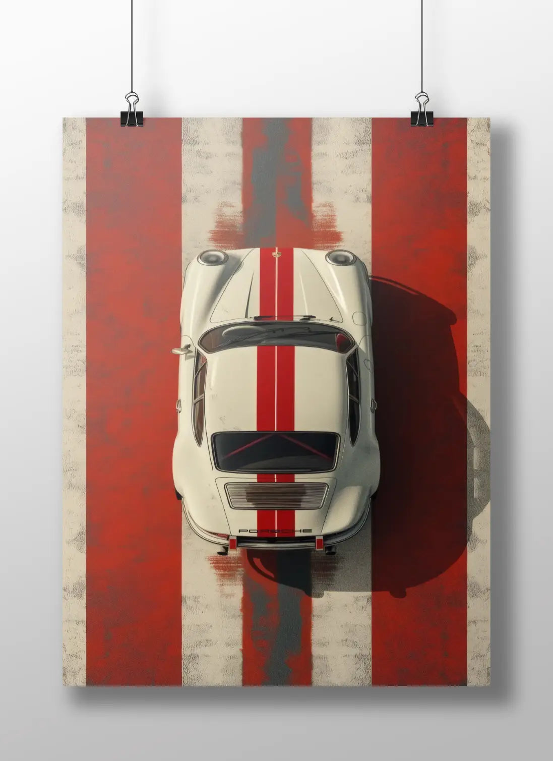 Porsche 911 Racing Stripe Poster – Minimalist Car Wall Art for Enthusiasts & Collectors