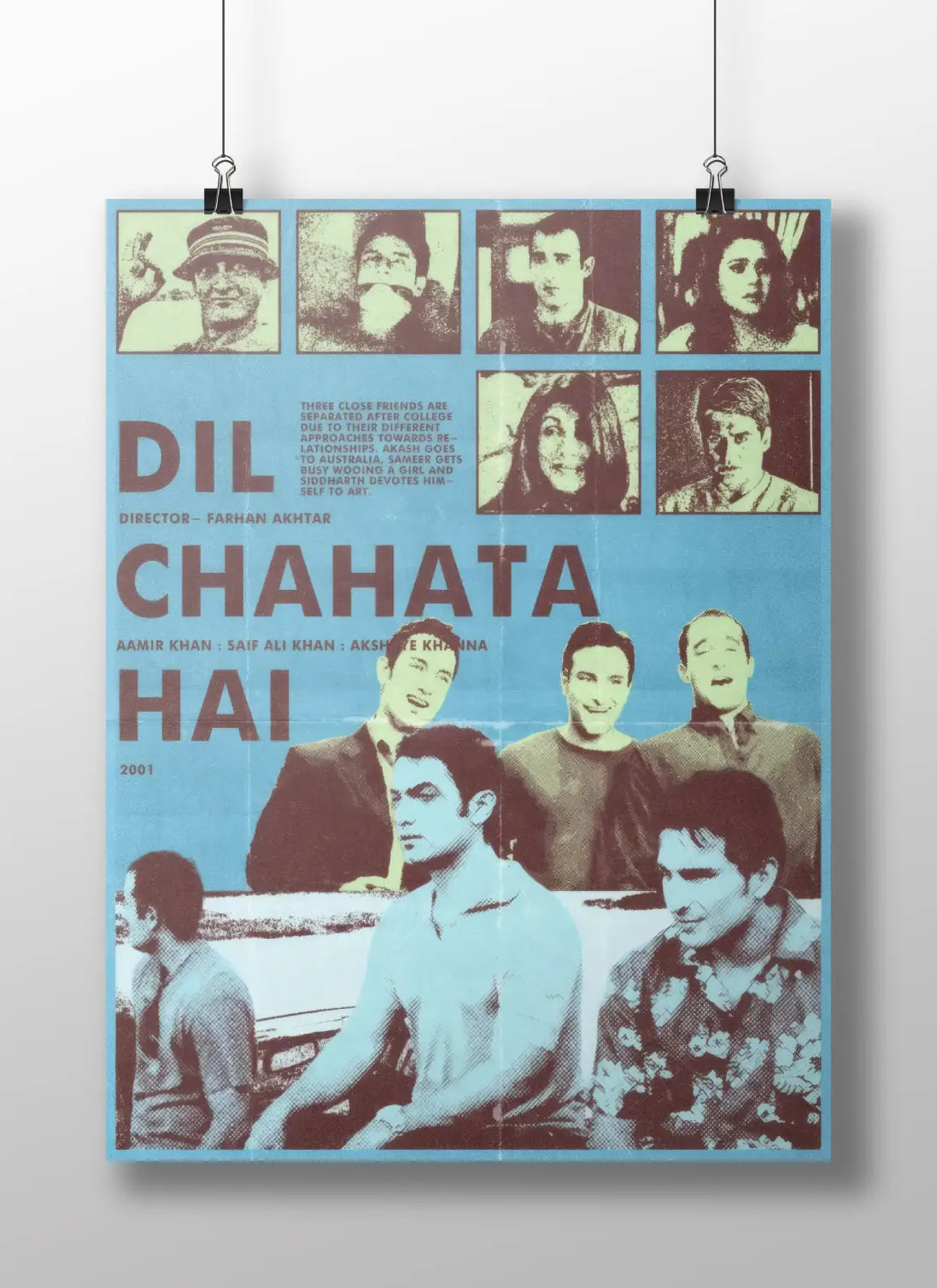Dil Chahta Hai Poster – Bollywood Friendship Classic Wall Art | Aamir Khan, Saif Ali Khan, Akshaye Khanna Movie Print