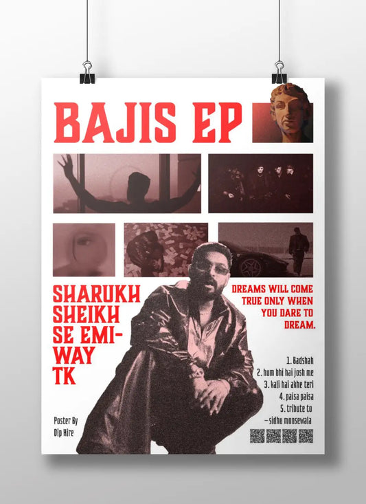 Emiway Bantai Poster - Red Grungy Music Art Print
