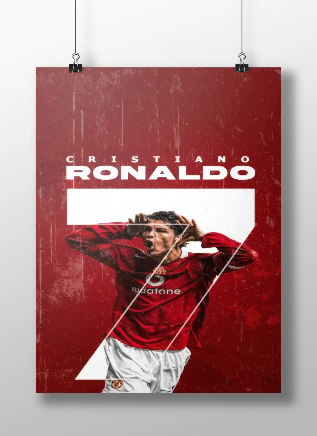Cristiano Ronaldo Manchester United Poster – Vintage Red CR7 Wall Art