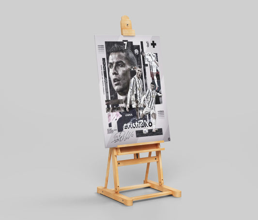 Cristiano Ronaldo Juventus Poster – Black & White CR7 Wall Art for Football Fans