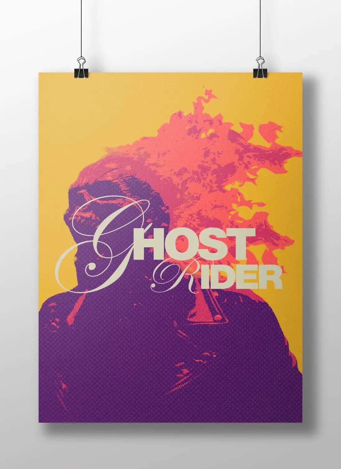 Ghost Rider Flaming Skull Pop Art Poster - Orange & Purple Marvel Anti-Hero Print