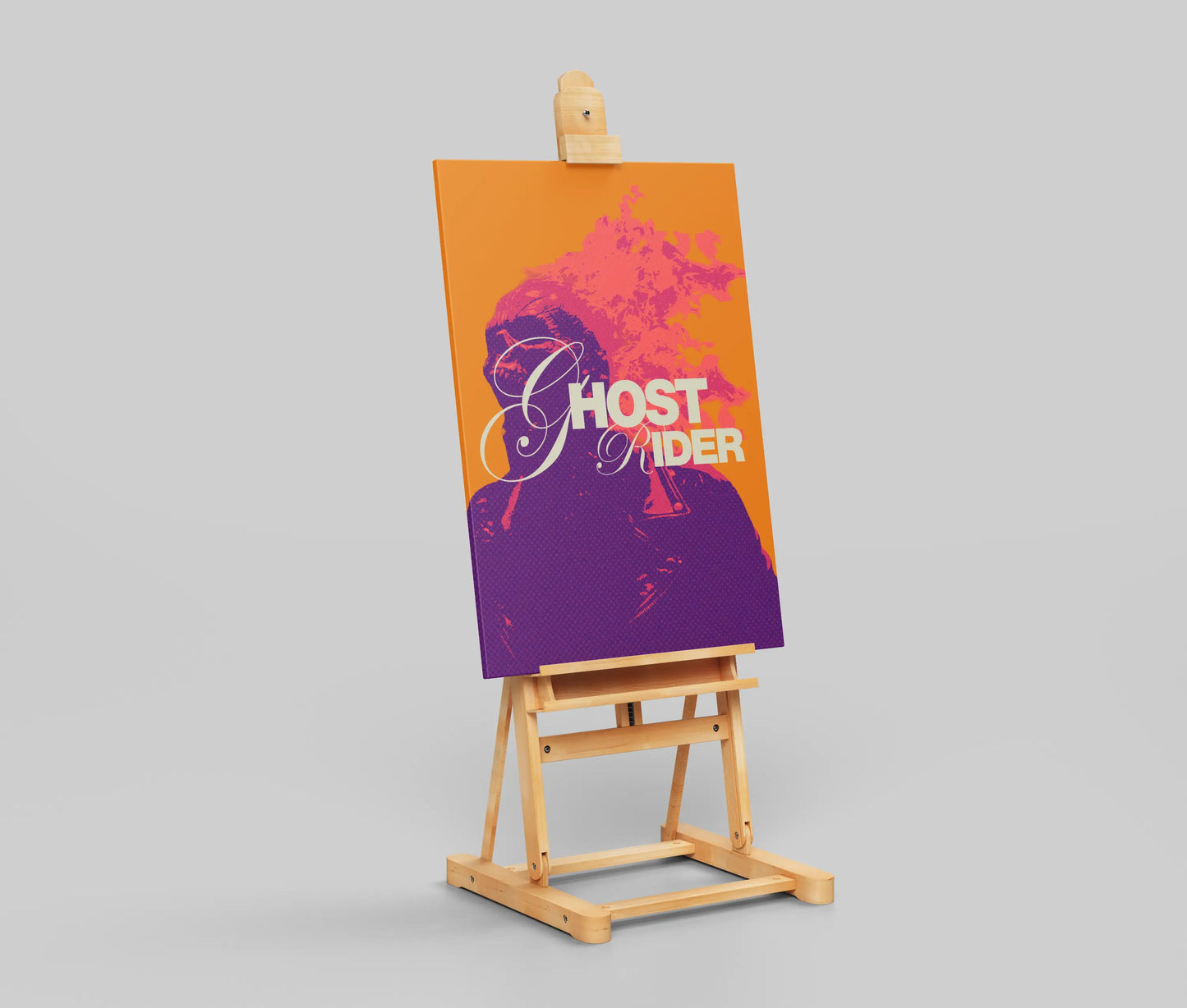Ghost Rider Flaming Skull Pop Art Poster - Orange & Purple Marvel Anti-Hero Print