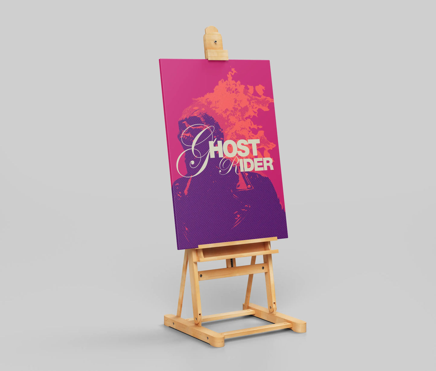 Ghost Rider Flaming Skull Pop Art Poster - Orange & Purple Marvel Anti-Hero Print