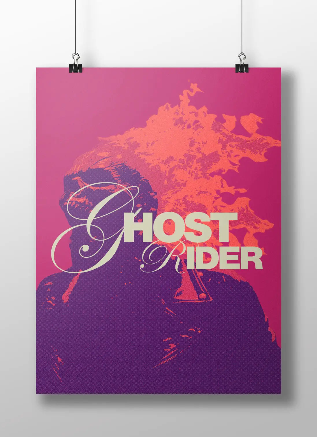Ghost Rider Flaming Skull Pop Art Poster - Orange & Purple Marvel Anti-Hero Print