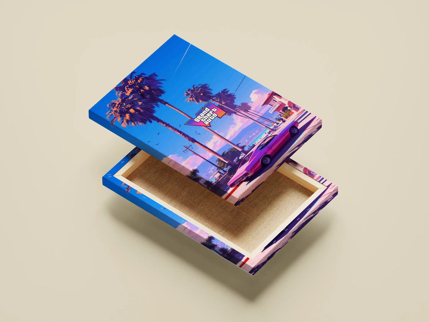 GTA VI Vice City Poster - Neon Palm Trees Retro Art Print