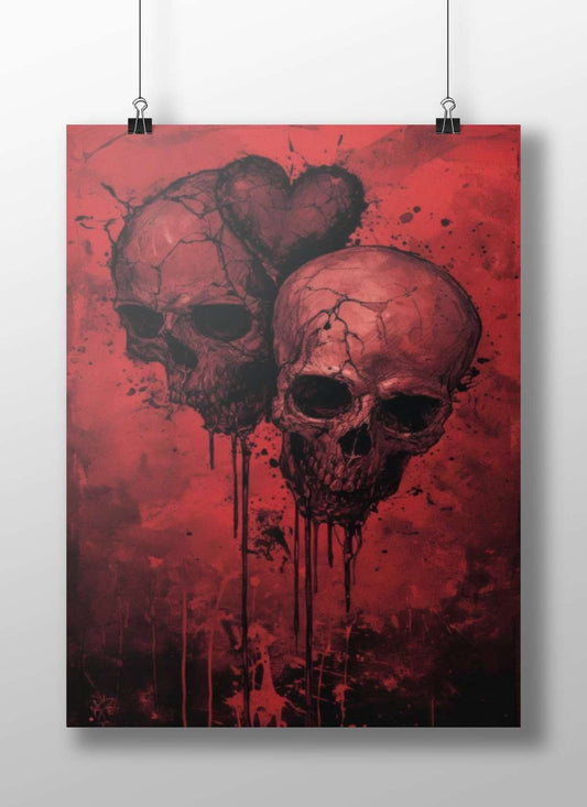 Two Skulls Main Subject: Two Skulls Matte BoizzBoard rigid print — Art wall art India | PosterBoizz