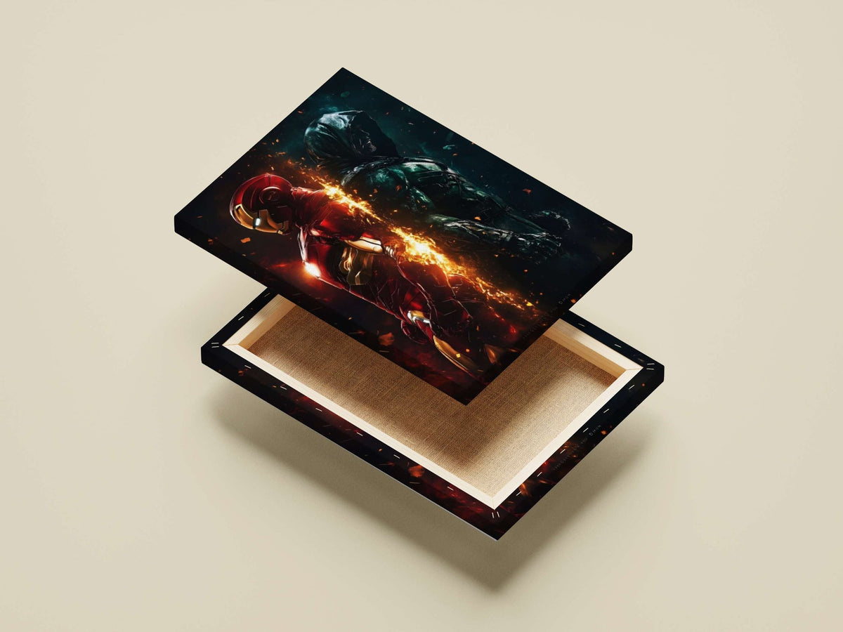 Iron Man (Marvel) and Nightwing (DC Comics) Main Subject: Iron Man (Marvel) and Nightwing (DC Comics) Canvas wall art —