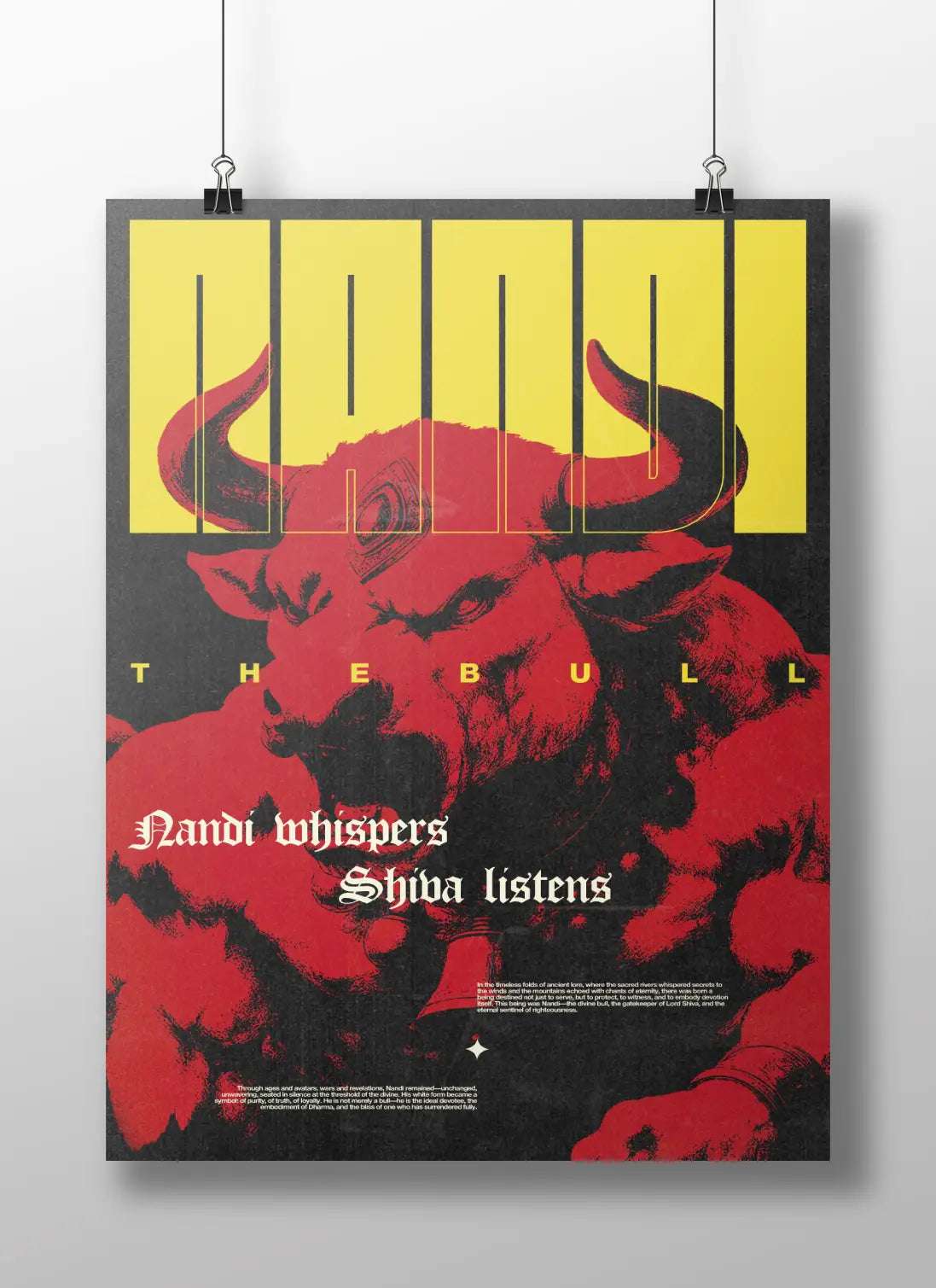 Nandi The Bull – Divine Guardian Poster | "Nandi Whispers, Shiva Listens" Spiritual Wall Art