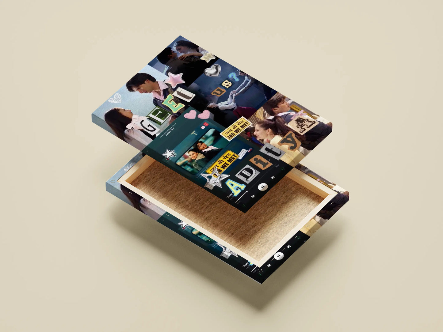 Jab We Met Geet & Aditya Collage Poster – Bollywood Couple Aesthetic Wall Art | Vintage Love Scrapbook Print