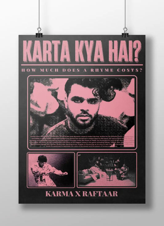Karma x Raftaar "Karta Kya Hai?" Poster | Indian Hip-Hop Wall Art