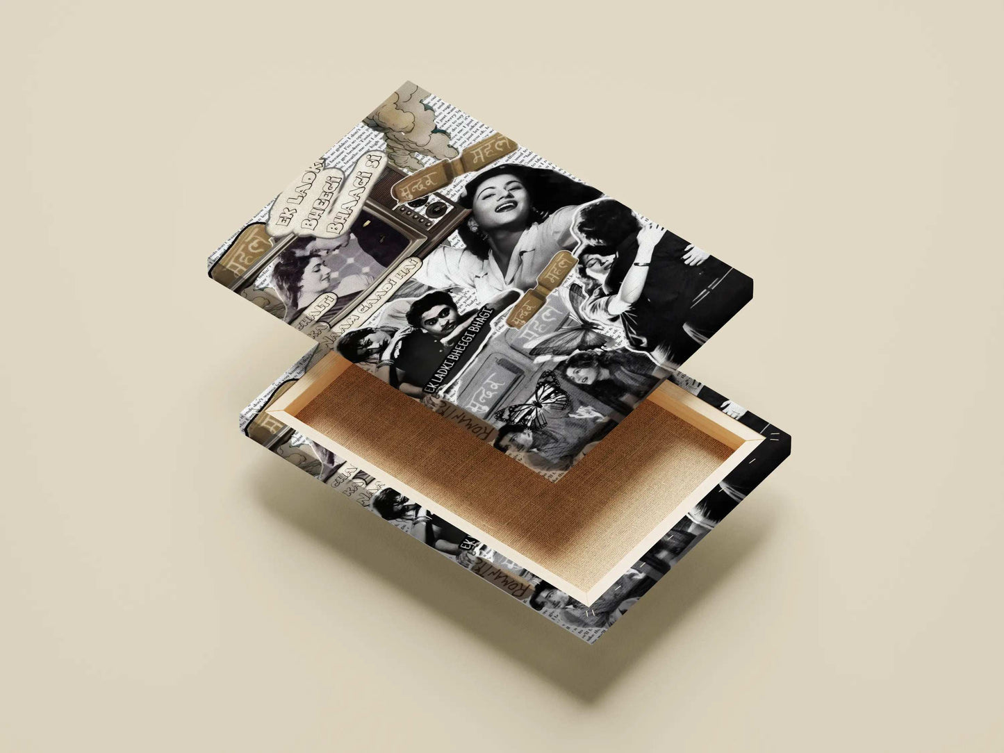 Madhubala Vintage Collage Poster – Ek Ladki Bheegi Bhaagi Si Retro Bollywood Wall Art | Chalte Ka Naam Gaadi Aesthetic Print
