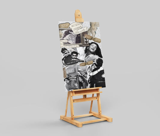 Madhubala Vintage Collage Poster – Ek Ladki Bheegi Bhaagi Si Retro Bollywood Wall Art | Chalte Ka Naam Gaadi Aesthetic Print