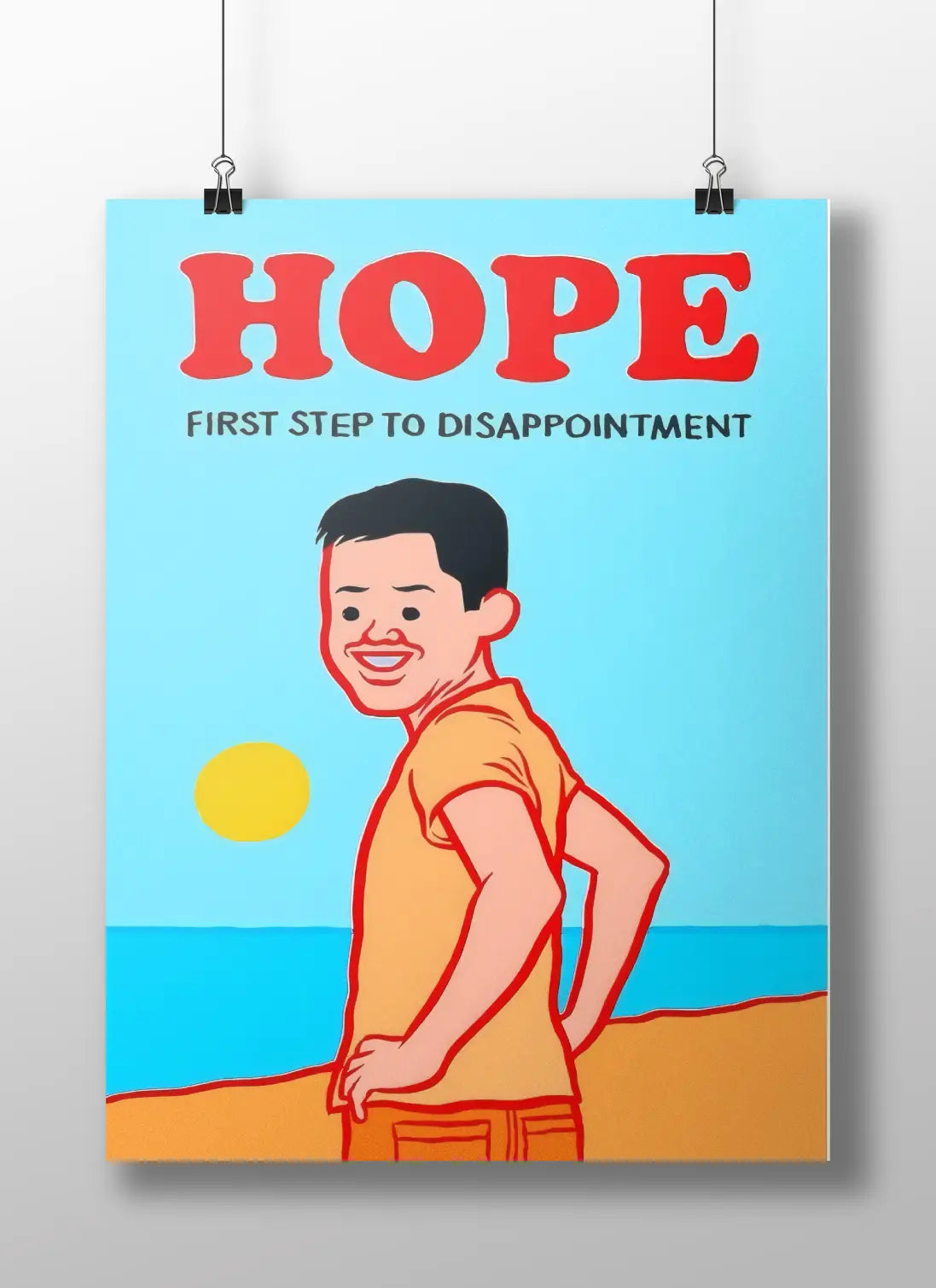 Funny Demotivational Poster – “Hope: First Step to Disappointment” | Joan Cornella Style Dark Humor Art Print