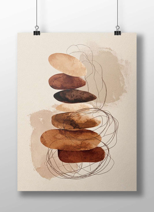 Stacked Ovals with Line Elements Main Subject: Stacked Ovals with Line Elements Matte BoizzBoard rigid print — Art wall art