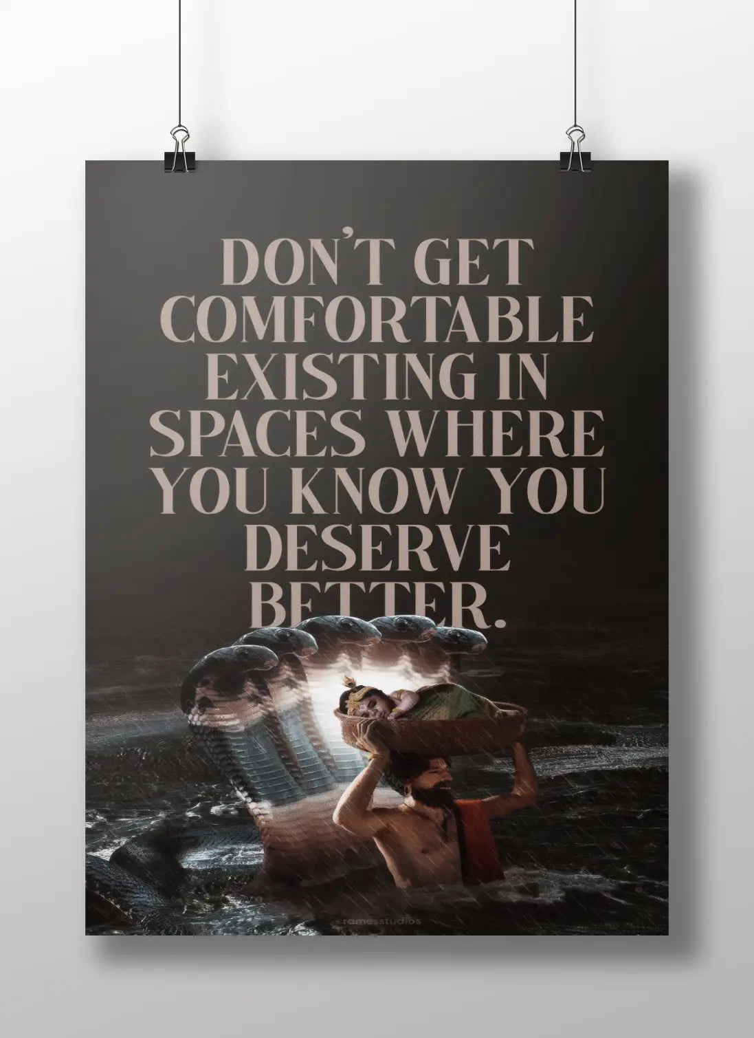 “Don’t Get Comfortable” Motivational Quote Poster – Inspirational Wall Art for Personal Growth & Self-Worth