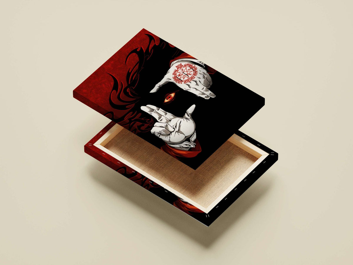 Pentagram tattoo on hand with all-seeing eye Main Subject: Pentagram tattoo on hand with all-seeing eye Canvas wall art —