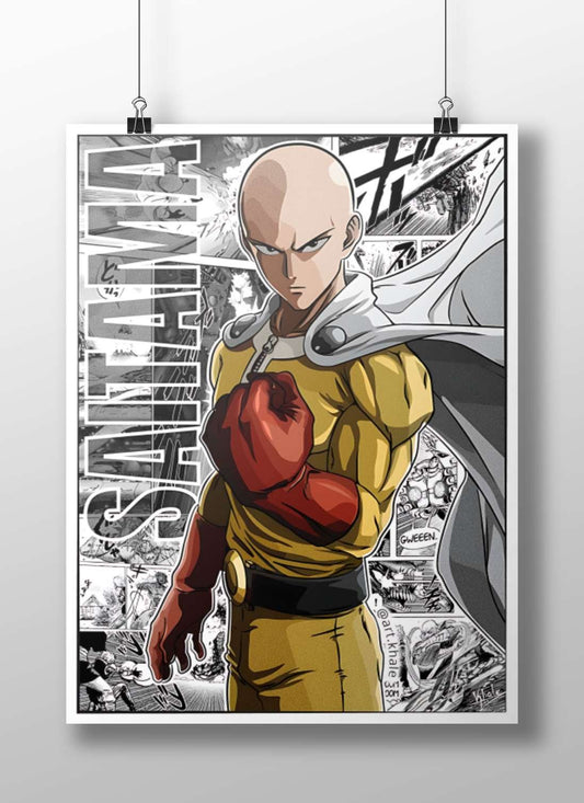 Saitama (from One Punch Man) Main Subject: Saitama (from One Punch Man) Matte BoizzBoard rigid print — Anime wall art India