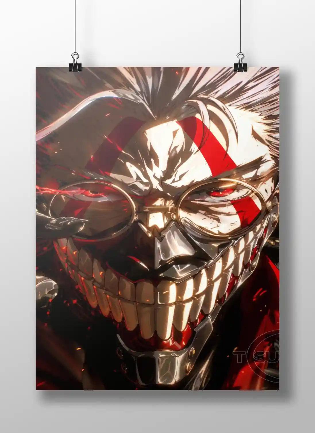 One Piece Roronoa Zoro Flame & Skull Epic Anime Poster - Swordsman of the Straw Hats Art Print