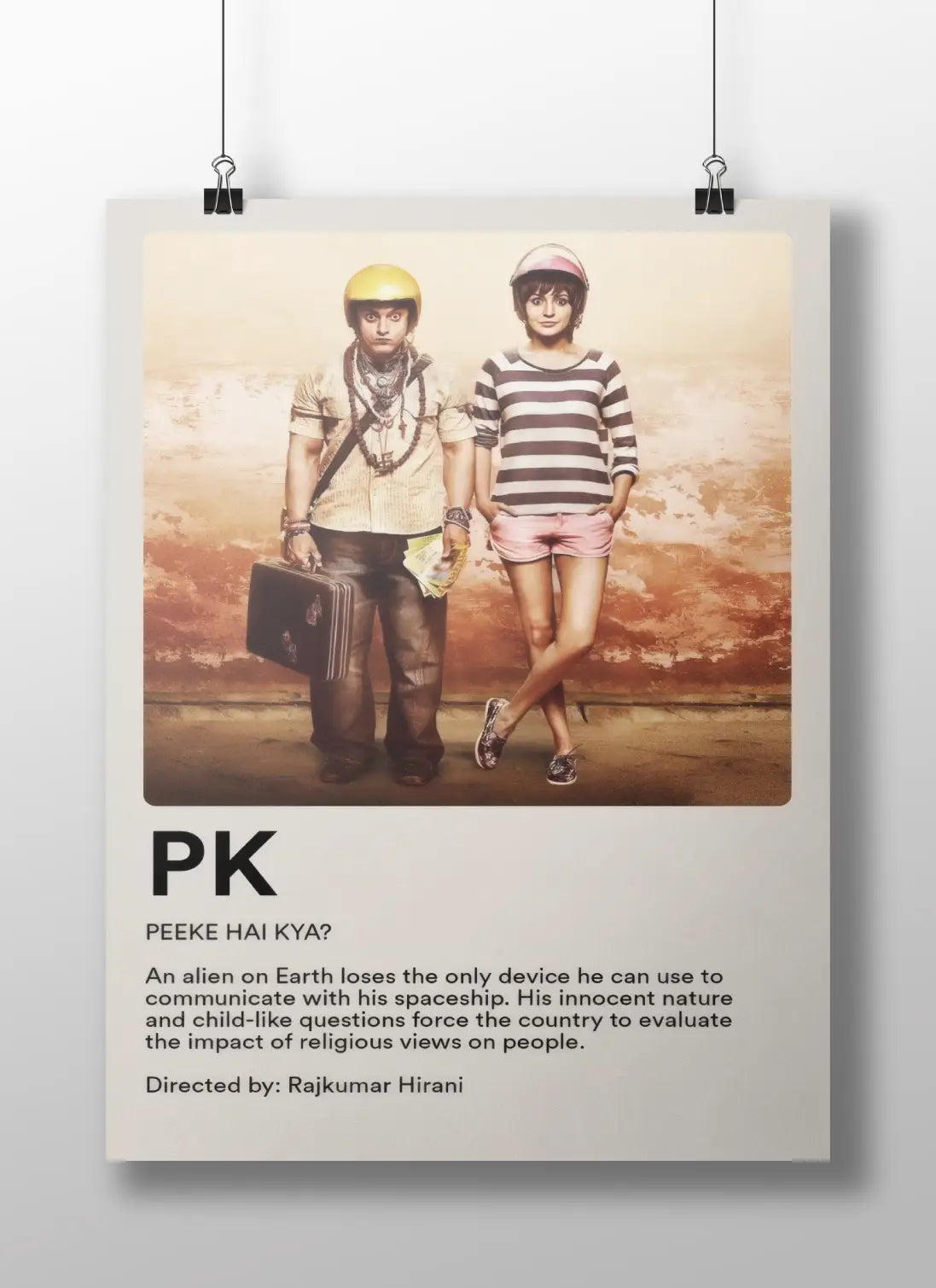 PK Movie Poster – Aamir Khan & Anushka Sharma | Peeke Hai Kya Dialogue Print | Bollywood Satire Wall Art