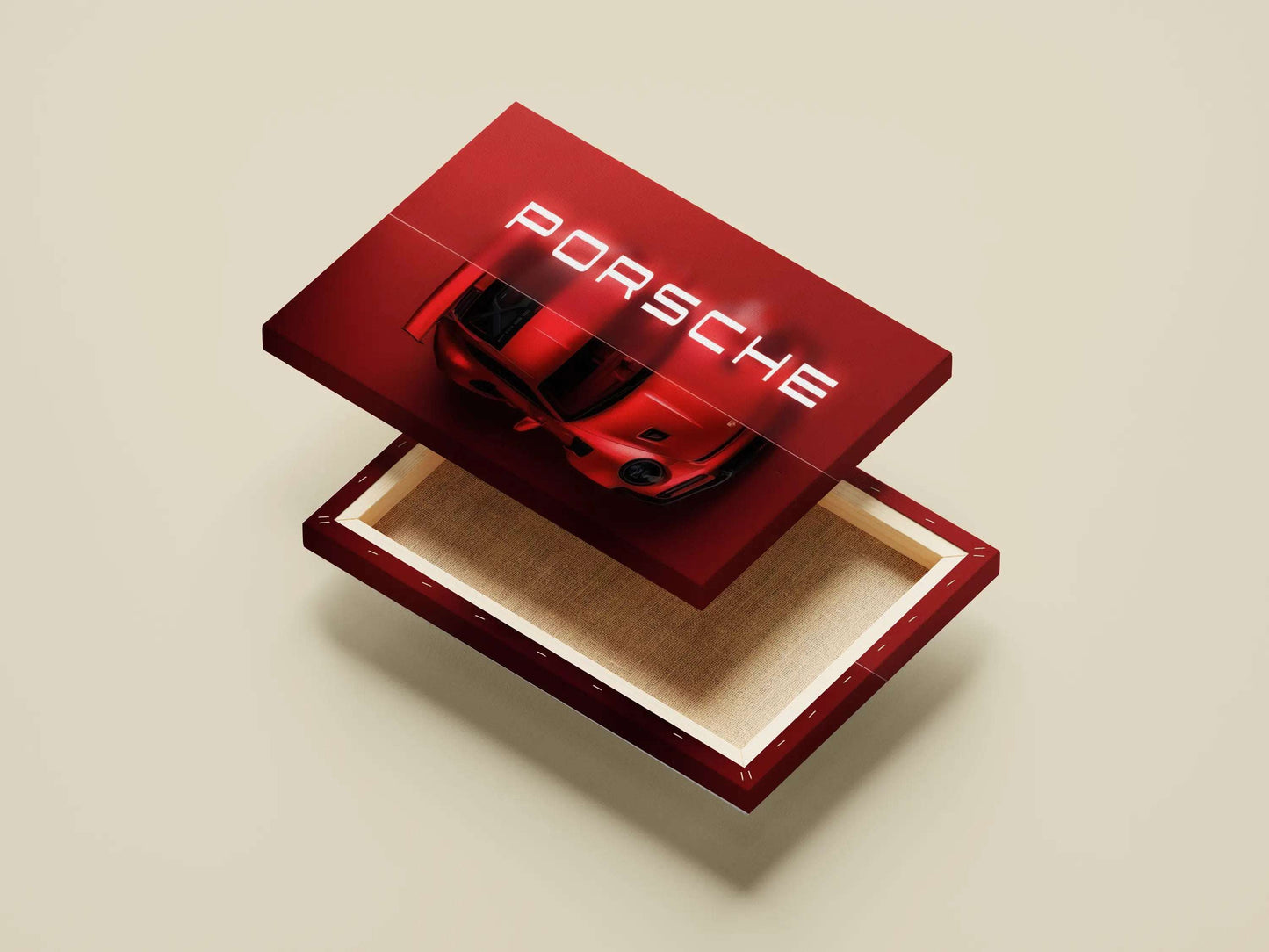 Porsche 911 Neon Red Poster – Modern Sports Car Wall Art for Enthusiasts