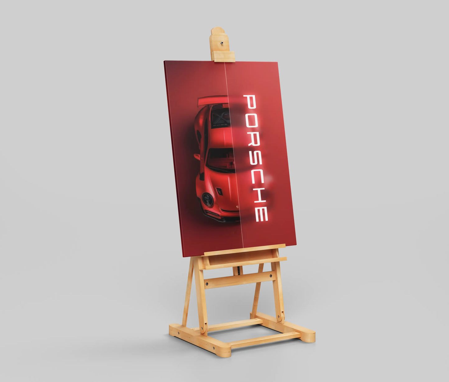 Porsche 911 Neon Red Poster – Modern Sports Car Wall Art for Enthusiasts
