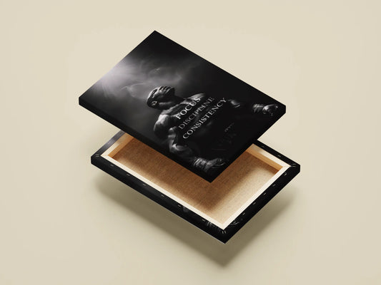 "Focus Discipline Consistency Poster – Motivational Gym Wall Art for Fitness, Boxing, and Workout Room Decor"