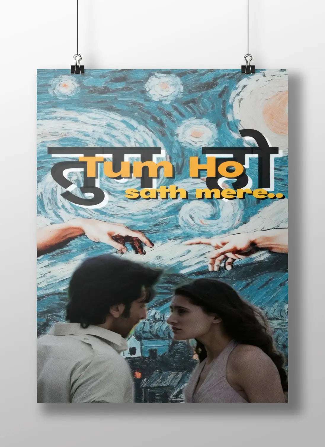 Tum Ho Sath Mere – Rockstar x Van Gogh Art Poster | Ranbir Kapoor & Nargis | Starry Night Music Love Print