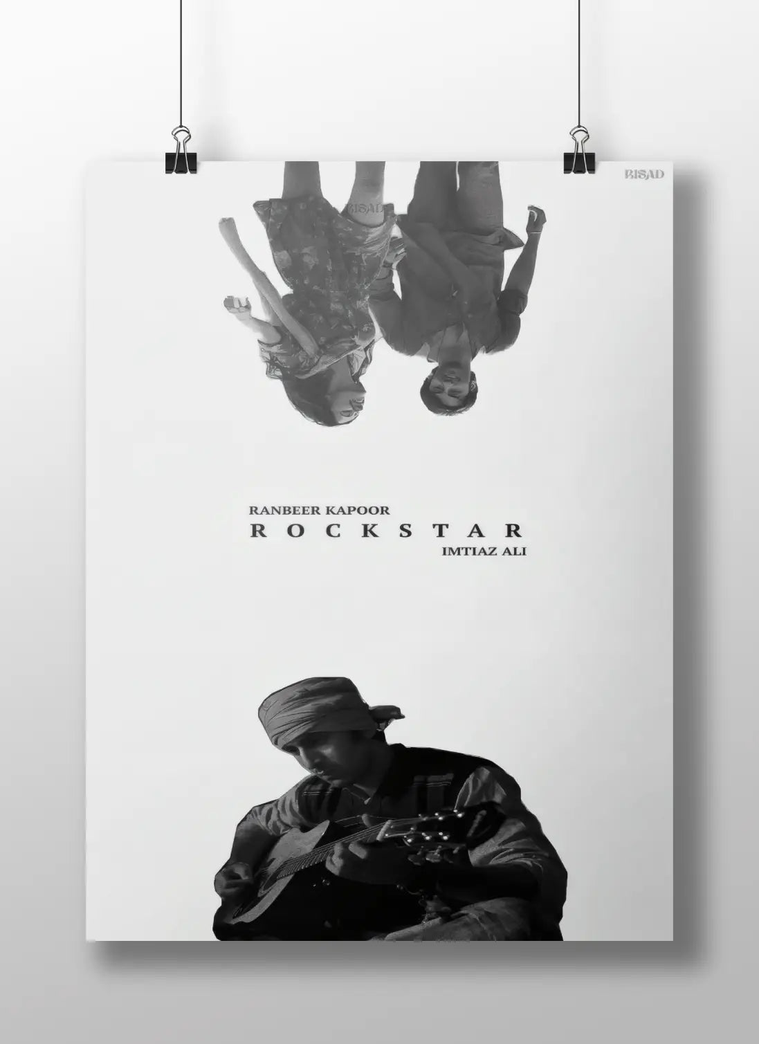 Rockstar Movie Poster – Ranbir Kapoor | Imtiaz Ali Black & White Aesthetic Print | Jordan & Heer Wall Art