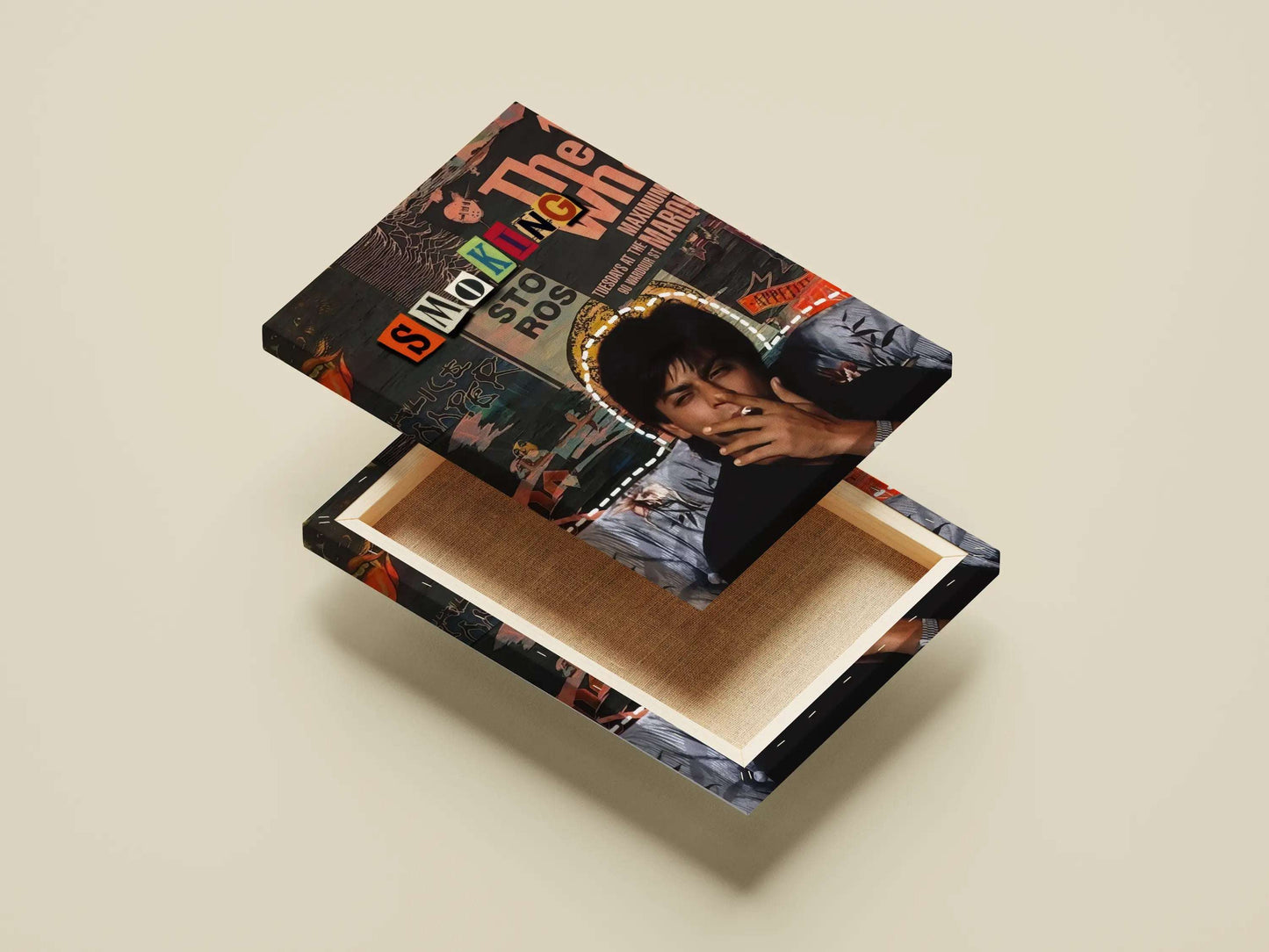 SRK Smoking Poster – Retro Bollywood Grunge Wall Art | Shah Rukh Khan 90s Aesthetic Collage Print for Fans