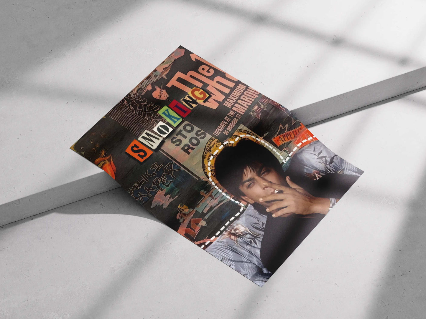 SRK Smoking Poster – Retro Bollywood Grunge Wall Art | Shah Rukh Khan 90s Aesthetic Collage Print for Fans
