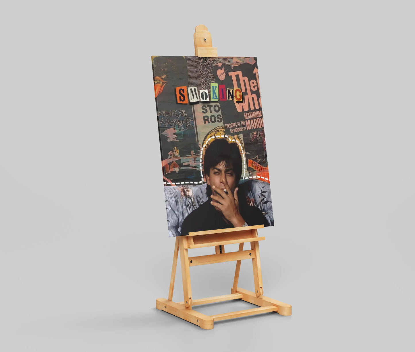 SRK Smoking Poster – Retro Bollywood Grunge Wall Art | Shah Rukh Khan 90s Aesthetic Collage Print for Fans