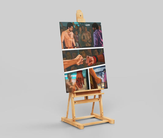 South Indian Action Scene Poster – Illustrated Comic Style Fight Art | Thalapathy Inspired Digital Wall Print