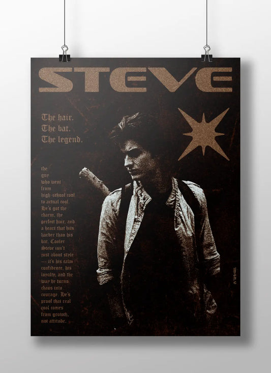 STEVE HARRINGTON - "The Hair. The Bat. The Legend." Retro Art Print