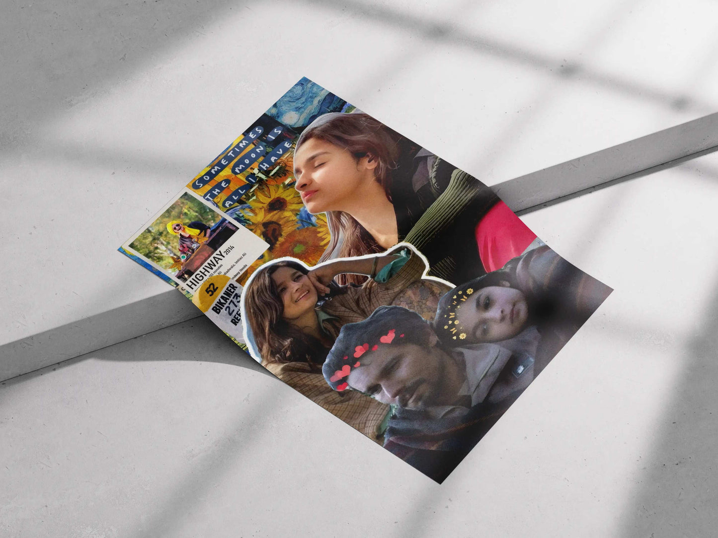 "Sometimes the Moon Is All I Have" Poster – Highway Movie Aesthetic Wall Art | Alia Bhatt & Randeep Hooda Travel Collage Print