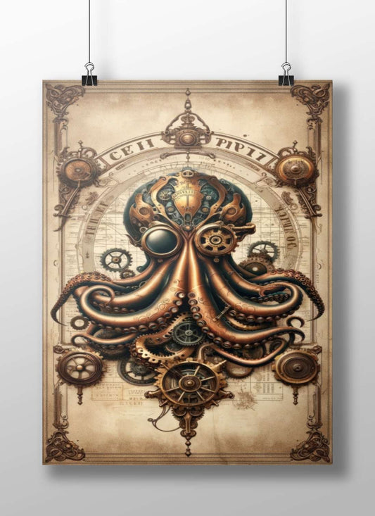 Mechanical Octopus Main Subject: Mechanical Octopus Matte BoizzBoard rigid print — Art wall art India | PosterBoizz