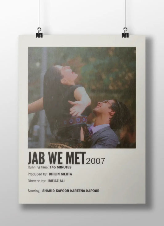 Jab We Met Movie Poster – 2007 Bollywood Classic Print | Shahid Kapoor & Kareena Kapoor Rain Scene Wall Art