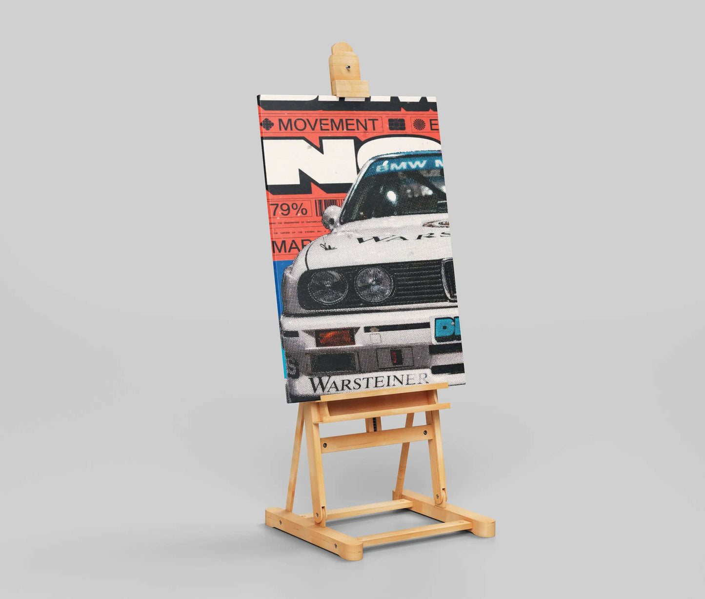 BMW E30 DTM Warsteiner Poster – Retro Motorsport Halftone Art Print