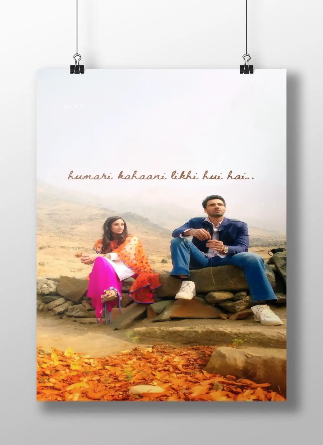 Sanam Re “Humari Kahaani Likhi Hui Hai” Poster – Romantic Bollywood Scene Wall Art | Pulkit & Yami Autumn Aesthetic Print
