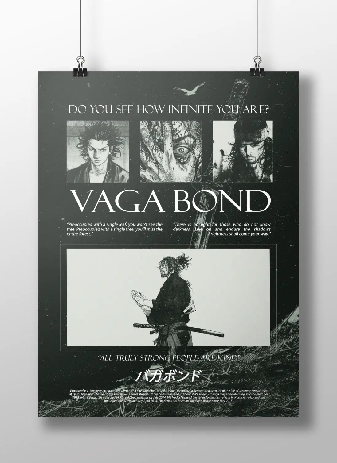 Vagabond "Do You See How Infinite You Are?" Musashi Miyamoto Manga Art Print - Samurai Philosophy Poster