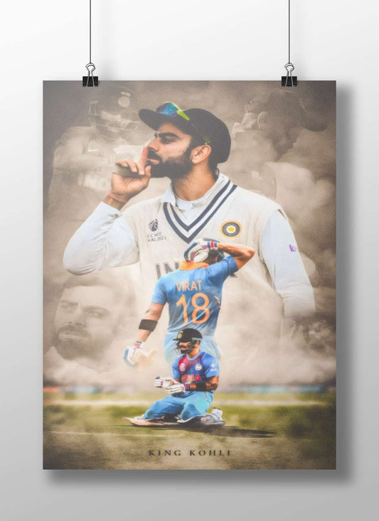 Virat Kohli (Indian cricket player, wearing Indian national team jerseys) Main Subject: Virat Kohli (Indian cricket player,