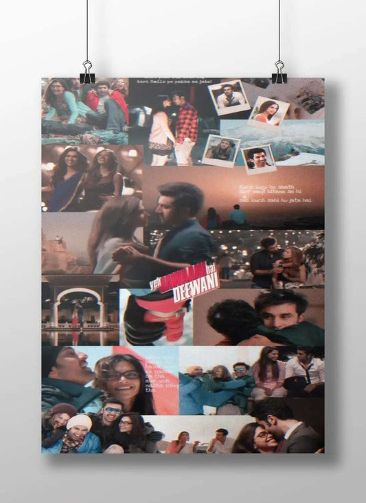 Yeh Jawaani Hai Deewani Collage Poster – Bollywood Friendship & Love Aesthetic | Ranbir Kapoor, Deepika Padukone Film Art