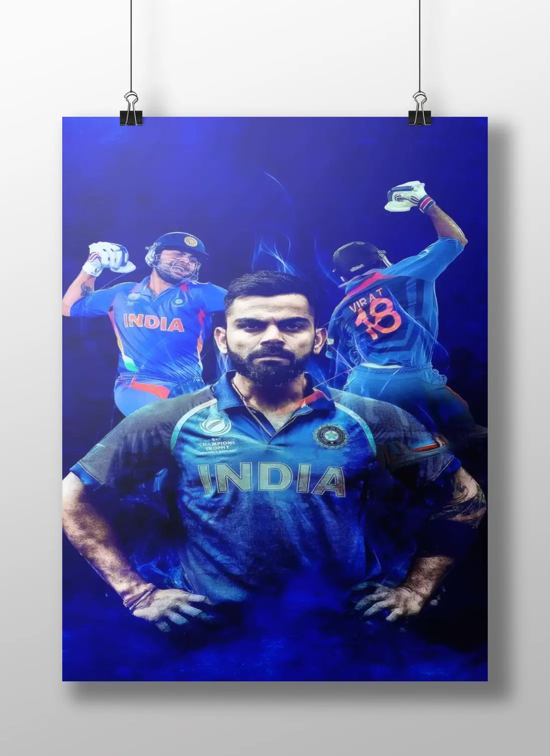 Virat Kohli Triple Action Poster – Team India Cricket Wall Art for Fans