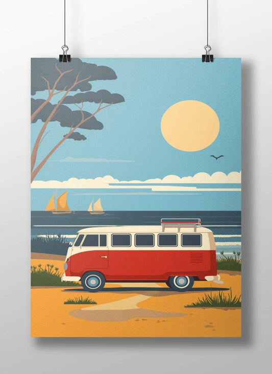 Volkswagen Type 2 van Main Subject: Volkswagen Type 2 van Matte BoizzBoard rigid print — Cars wall art India | PosterBoizz