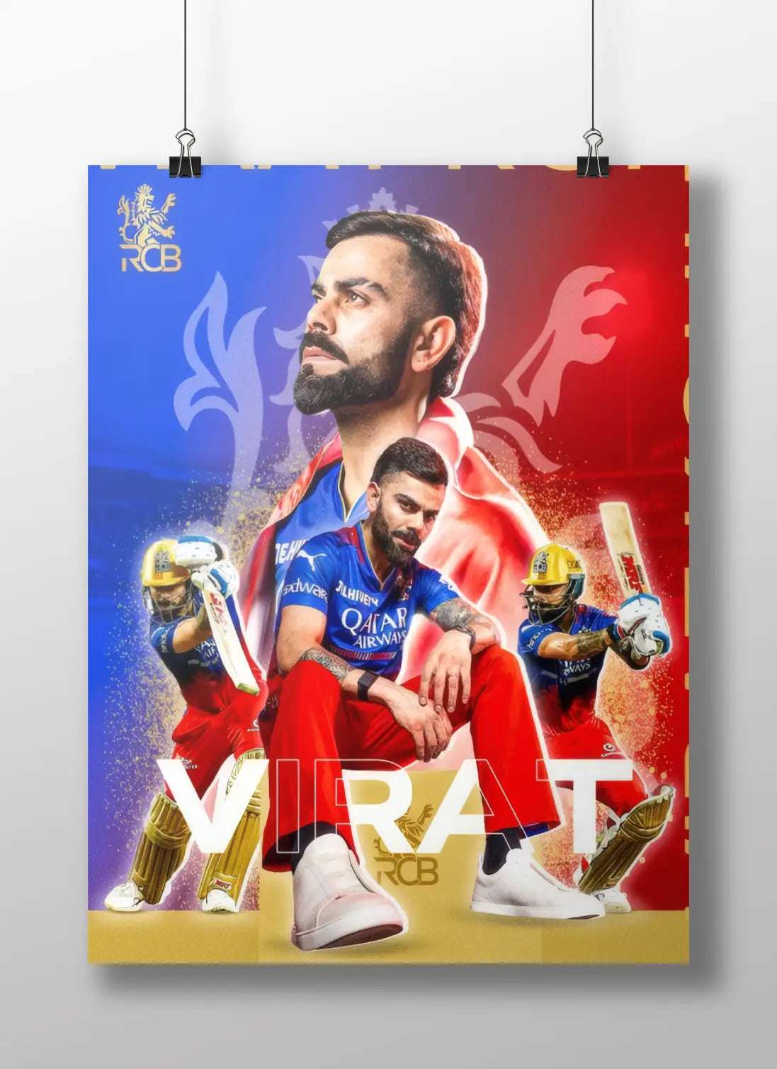 Virat Kohli RCB Poster – Royal Challengers Bangalore Wall Art for Cricket Fans